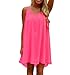Produktbild  Loveso Frauen Damen Kurzarm Elegante Casual Lose Spitze Durchbrochen T-Shirt Kleid Chiffonkleid Sommer Minikleid (A-Pink, L)