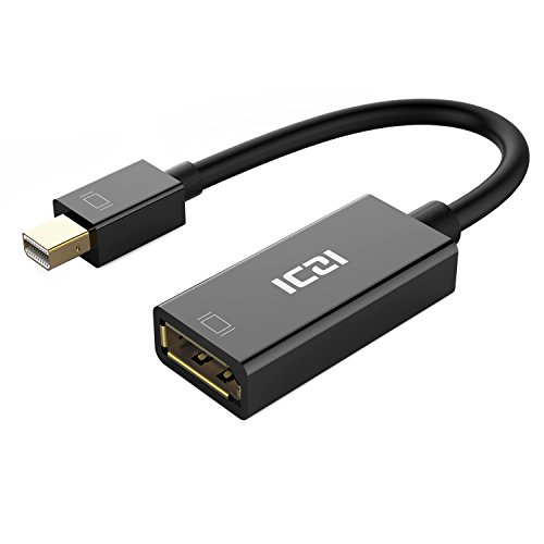 ICZI 4K Mini Displayport auf Displayport Adapter, Male zu Female, vergoldet Stecker, Schwarz, für Macbook, Kiebel KCSMOBILEGAMING PRO7-15, Sureface book und mehr (1 Stuck)