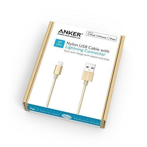 iPhone Charger, Anker 1.8 m(6ft) iPhone Cable Nylon Braided USB Cable with Lightning Connector [Apple MFi Certified] for iPhone iPhone X / 8 / 8 Plus / 7 / 7 plus / 6s / 6s Plus / 6 / 6 plus , iPad Air 2 and More
