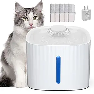 GARSIKA Cat Water Fountain, 100oz/3L Pet Water Fountain with LED Light for Cat Insiade, Ultra Quiet Dog Water Fountain Bowl with 5 Replacement Filters & 2 Sponge Foams for Cats, Dogs, Multiple Animals