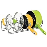 ORDENAR Y AHORRAR ESPACIO: Gracias a este soporte para utensilios de cocina se pueden guardar sartenes y tapaderas ahorrando espacio en los armarios, tanto en vertical como en horizontal.