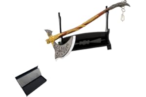 HANAIETTE 1 llavero con diseño de arma de espada de God of War Chaos Blade Thunder Hammer con soporte de exhibición