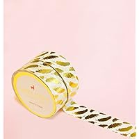 Blätter Gold Foil Washi Tape for Planning • Planer und Organizer • Scrapbooking • Deko • Office • Party Supplies • Gift Wrapping • Colorful Decorative • Masking Tapes • DIY (15mm breit - 10 Meter)