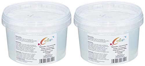 Creleo 610106 Glycerinseife / Rohseife im Eimer für die Mikrowelle oder Wasserbad, 1 kg, 2 x 500 g, transparent