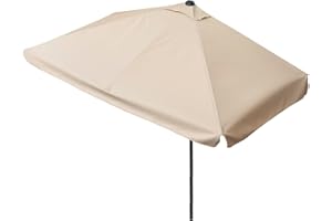 EASYmaxx Sonnenschirm rechteckig | 230 x 140 x 253 cm | für Balkon und Terrasse | passgenau für Wände | mit praktischer Handkurbel und Sonnenschutz UV-Schutz 40+ | spendet Schatten