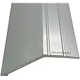 Grandismo® 3ft - Deep Angle Edge Flooring Stick-Down Strip - Supports 15mm Height Difference - Tile/Laminate/Wood Aluminium to Vinyl or Carpet - Threshold Metal Door Trim/Edging - Silver Colour