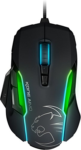 détail ROCCAT Kone AIMO Souris Gaming – capteur optique Owl-Eye haute précision (de 100 à 12.000 DPI), éclairage LED RGB avec illumination AIMO, 23 boutons programmables, conçue en Allemagne, USB, noire