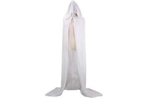 CHSYOO manto con capucha blanco capa larga con capucha para disfraces de Halloween fiesta bruja vampiro vampiro cosplay disfraces