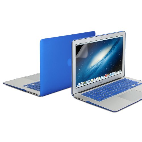 GMYLE(R) Harter Fall Frosted Für MacBook Air 11 inch - Blau 3 in 1 gummierte (Gummi beschichtet) Harte Fall - Silicon Tastaturschutz - Klar LCD Displayschutzfolie