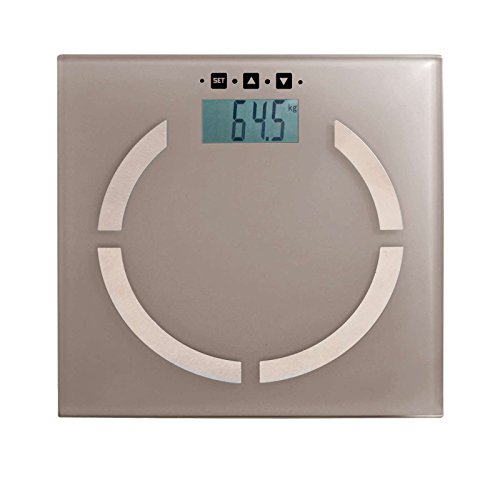 Digitale Analyse-Personenwaage in grau (Analyse-Waage, Körperfett-Anteil, BMI-Rechner, 100 gr-Schritten, 2 bis 180 kg, LCD-Anzeige, Akku-Ladeanzeige, Speicherung für 10 Personen) - 3