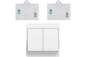 Cerhot Remote Light Switches Wireless, Interruttori di controllo remoto, Interruttore luce cinetico, Interruttore luce wireless Per luci Illuminazione domestica Senza batteria (EU 2 marce, 1 V2 A)