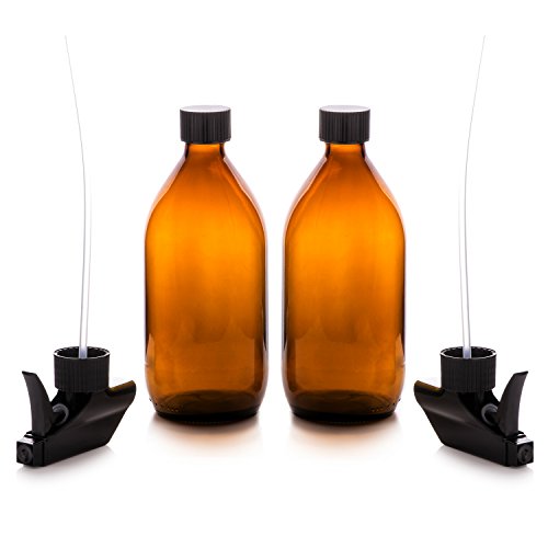 2 x Premium Bernstein Glas Spray Flaschen 500 ml mit feinen Nebel Spray Trigger. Wiederverwendbar Flaschen für Bio Beauty/Hautpflege Produkte, umweltfreundliche Reinigung Produkte, Aromatherapie, Zerstäuberfunktion Pflanzen & Blumen - 3