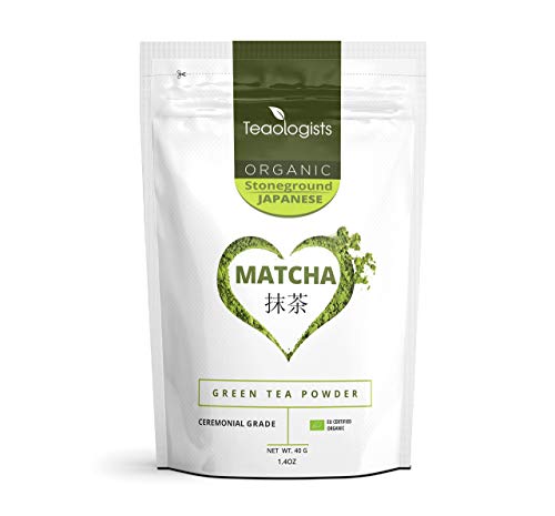 Organic Matcha Green Tea Powder | 40g | Finest Ceremonial Grade From Uji, Japan by Teaologists | Handpicked Stoneground | Single Source First Harvest | Certified GB-ORG-04 EU Organic | Energy Boost, Detox, Weight Loss