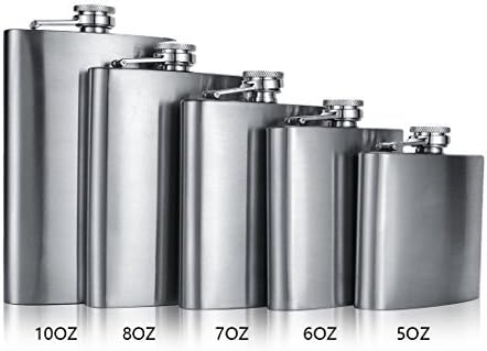 GENNISSY Hip Flask Classic Silver Stainless Steel Flasks for Liquor with Funnel