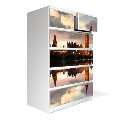 Furniture Decal for IKEA Malm Dresser 80c123cm with Design: London 1. mit Motiv
