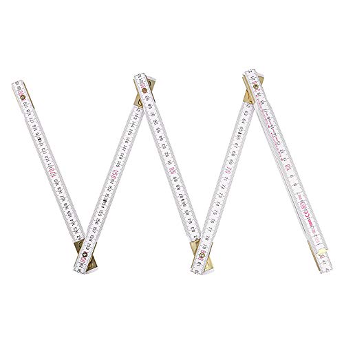 BMI Holzgliedermaßstab 2m Buchenholz - Weiß/Gelb Mit 3mm Gliederstärke EG-Klasse III