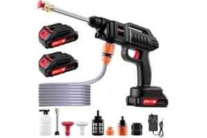 Pressure Washer Cordless,21V 1500W Portable Jet Washer Cordless 60Bar/870 PSI High Power Machine with 2*Battery,with 2 Nozzles Kit 5M Hose for Washing Cars,Garden,Floor