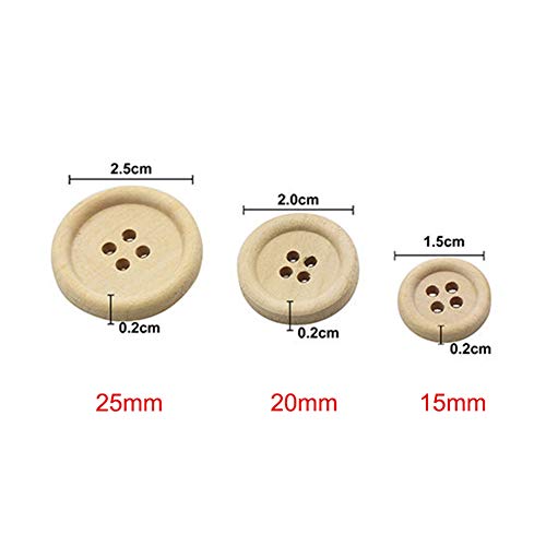 Majome 50 Pcs Boutons En Bois Couleur Naturelle Ronde 4 Trous Boutons Couture Scrapbooking