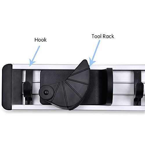 Coolreall Besen Mop Halter, Wand montiert Veranstalter Gartenarbeit Schuppen Tool Rack Garage Storage Hanger mit 4 Positionen 5 Haken - 2