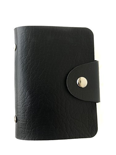 Preisvergleich Produktbild DDLBiz Tragbar Leder Kartenhalter Brieftasche Schlank Tasche, 24 Kartenposition (Schwarz)