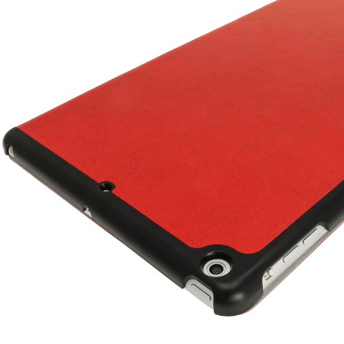 igadgitz Rot PU Ledertasche Hülle Smart Cover für Apple iPad Air 2013 Mit Multi-Winkel Betrachtungs-stand + Auto Sleep/Wake + Displayschutzfolie - 4