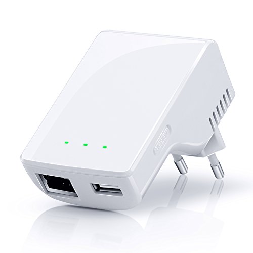 CSL - Repeater 300 Mbit WiFi / WLAN Access Point | amplificador WLAN | frecuencia de 2,4 GHz | 3 modos de servicio (repetidor, punto de acceso, cliente) | asignaci&oacute;n de IP por DHCP | Tecla WPS (Wi-Fi Protected Setup) | cifrado WEP, WPA, WPA2