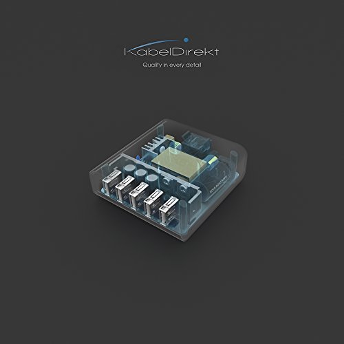 KabelDirekt 5V 8A 40W f  nffach USB Ladeger  t mit IDD Technologie  Intelligente Ger  teerkennung  - volle Kompatibilit  t zu Apple  Samsung  iOS  And