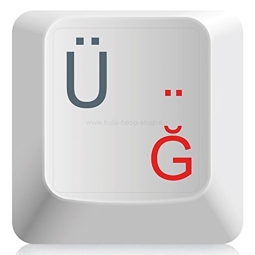 TÃ¼rkische Tastaturaufkleber, transparent, laminierte matte Oberfläche, für Standard Tastaturen, Made in Germany, Rot