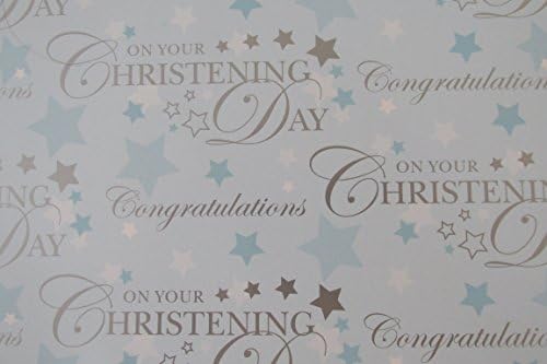 Boys Christening Day Gift Wrapping Paper ~ Congratulations ~ 2 x Sheets & 1 Tag