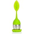 iNeibo Infusore Per Tisane Silicone senza PBA Infusore Tè a Forma di Foglia Colino Per Tisane in Acciaio INOX Verde Set da1