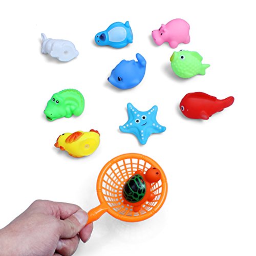 Set von 10 niedlichen Tiere Baby Kinder Bad Spielzeug Wasser Sport Spaß Spielzeug mit Net Picker Badezimmer Badewanne Zubehör - 5