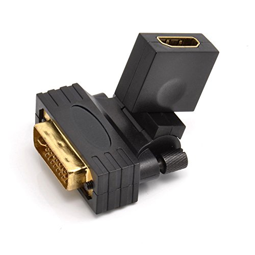 IIEasy Drehen 90 180 360 Grad weiblich auf männlich Gold Adapter HDMI zu DVI 24+1 Anschluss Gold Konverter Adapter für Multimedia