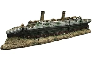 WOO LANDO Titanic Naufragio - Acuario decorativo de material de resina, adorno hundido de naufragio como decoración ecológica