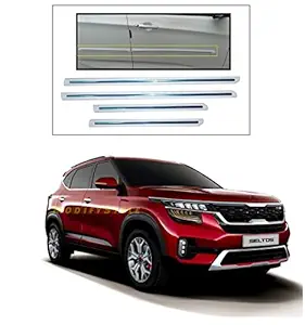 ModifyStyle Side Beading White with Single Chrome Strip Suitable for KIA Seltos (2019 to Present)