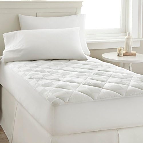 PCT T300 100% Cotton Square Dobby Mattress Pad, Cotton, White, Queen