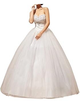 LATH.PIN Damen Abendkleider Elegant Abschlussballkleider Bandeau Kleid Hochzeitskleid mit Stickerei Brautkleid