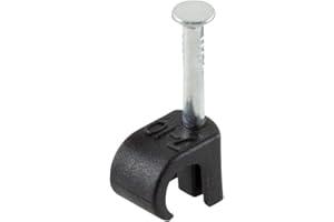 GTSE Round Black Cable Clips, For Cables 7-10 mm, Box of 100, Skirting Wire Nail Clips, Cable Tacks for Ethernet, Electrical Cables, Wires