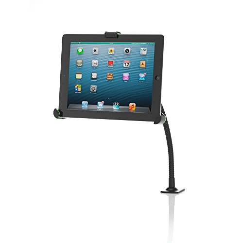 deleyCON HQ Universal Tablet Halterung flexibel einstellbar / Tischbefestigung / Metall – von 8,9 bis 10,4 Zoll (nicht breiter als 245mm) – Winkel verstellbar für iPad / Galaxy Tab usw – mit & ohne Case nutzbar Schwarz - 2