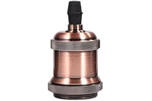 EECOO E27 Vintage Portalampada, Edison retro lampada a sospensione, Adattatore in ceramica solida, ottone vintage socket