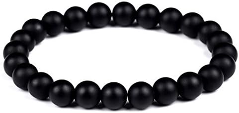 Mens Bracelet Buddhist Jewellery Grounding Bracelet Handmade Natural Stone Black Beaded