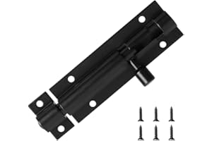 LMYTDO Door Lock Bolts Security Slide Latch Lock Strong Stainless Steel Matte for Bathroom, Toilet, Shed, Shower, Garden, Bedroom - Door Latch Slide Bolts Lock with Screws, 3 Inch (Black)