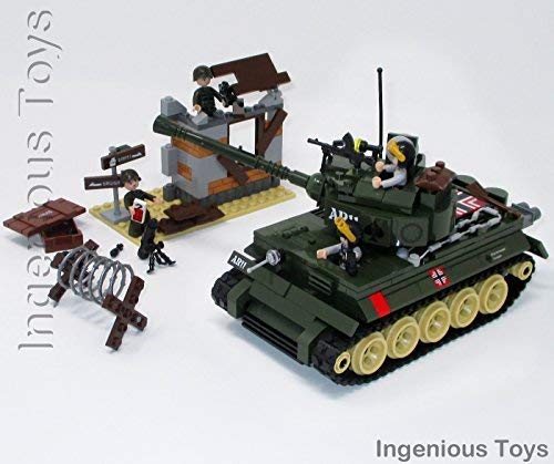 Ingenious Toys Militär Kampfpanzer with 4 Minifiguren & Versteck BAU Baukasten A711
