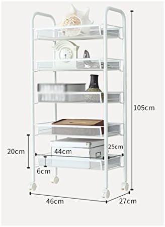 YZWJ DFHHG Metal Basket Kitchen Storage Storage Rack Carts Kitchen Bathroom Widened Honeycomb Network Shelf Shelf Bookshelf   Three Layers White Durable (Color : Silver, Size : 46 * 27 * 105cm)