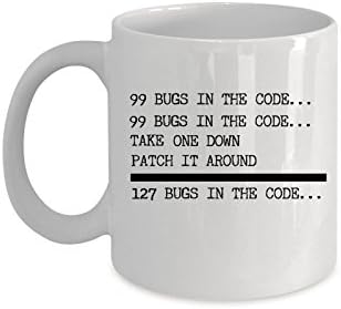 99 bugs in the Code - Funny Saying Mug with Unique Design - Funny Mug presents for Programmers - High Quality