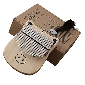HEALLILY Kalimba Piano 17 Key Wooden Thumb Piano Portable Mbira Sanza Finger Piano Percussion Musical Instruments for Kids Adult Beginner Gift Piggy