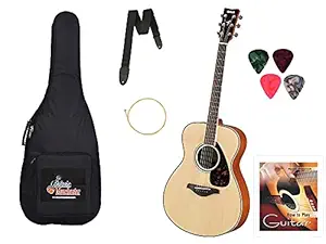 Standzo Yamaha FS80C The Ultimate Concert-body Cutway Acoustic Guitar with Padded Bag, Picks, Belt, Strings and Learning Book Combo Pack