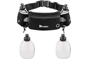 AIFUSI Multifunctional Running Waist Bag, Waist Bag with Zipper and Water Bottle, High Elasticity, Suitable for Outdoor Sports Such as Marathon Running, High Jump, Cycling, Climbing (Black)