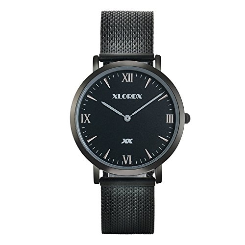 XLORDX St.Mawes Herren Quarz Armbanduhr Minimalistic Modisch Zeitloses Design Schwarz Mesh Edelstahl XLORDX St.Mawes Herren Quarz Armbanduhr Minimalistic Modisch Zeitloses Design Schwarz Mesh Edelstahl