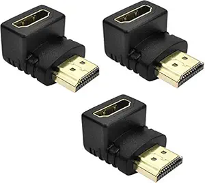 SHOPECOM L-Type HDMI Extension 90 Degree HDMI Adapter 4K Male to Female HDMI Connector Extender Right Angle (Black) (Pack of-03)