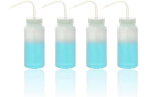 LABBOX KENZIUM - Confezione 4 x Bottiglie di Lavaggio di Sicurezza | Volume: 4 x 500 ml | Plastica | Collo Largo | Ideale per Laboratorio ed Educazione